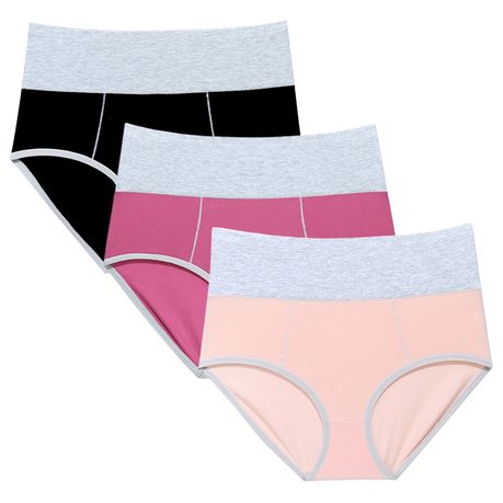 Ladies High Waisted Cotton Panties Underwear Added Support 3 Pack