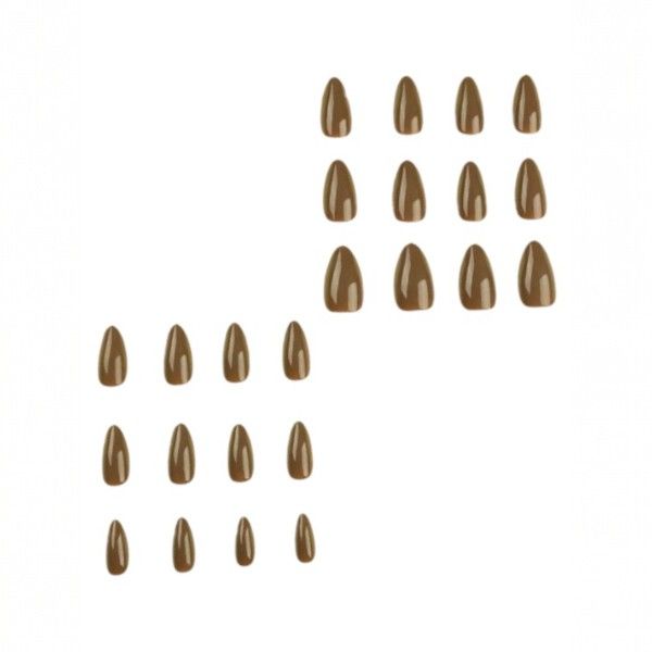 24 Piece - Glossy Almond-Shaped Press-On Nails - Chocolate Brown