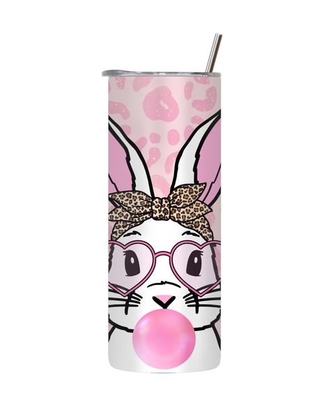 Pink Bubble 20 Oz Tumbler with Lid Straw Easter Graphic Design Present 086