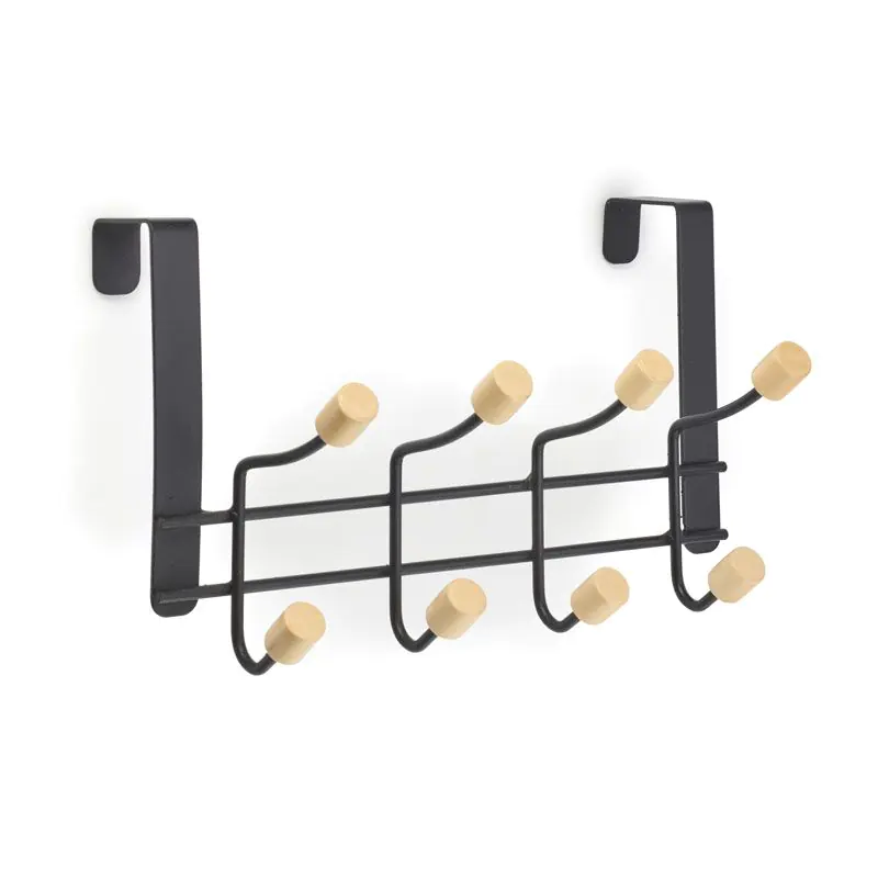 Over The Door Coat Hook Black/Wood 4 Double Hooks Shop Today. Get it Tomorrow!