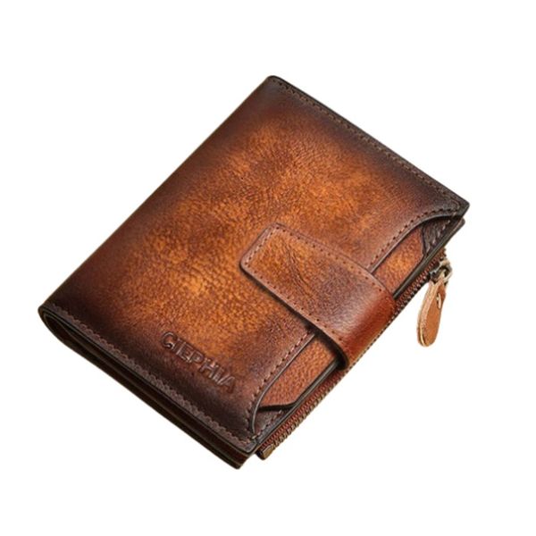 Men's Genuine Leather Wallet with RFID Blocking, 18 Card Slots, Stylish