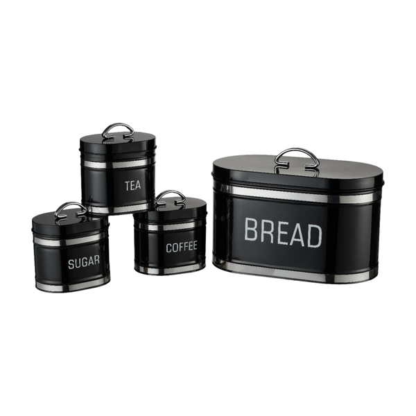 4-Piece Retro Bread Bin &amp; Canister Set - Stylish