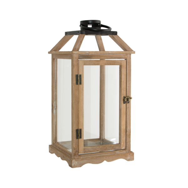 Homestead Decorative Wood Lantern 24X24X51CM
