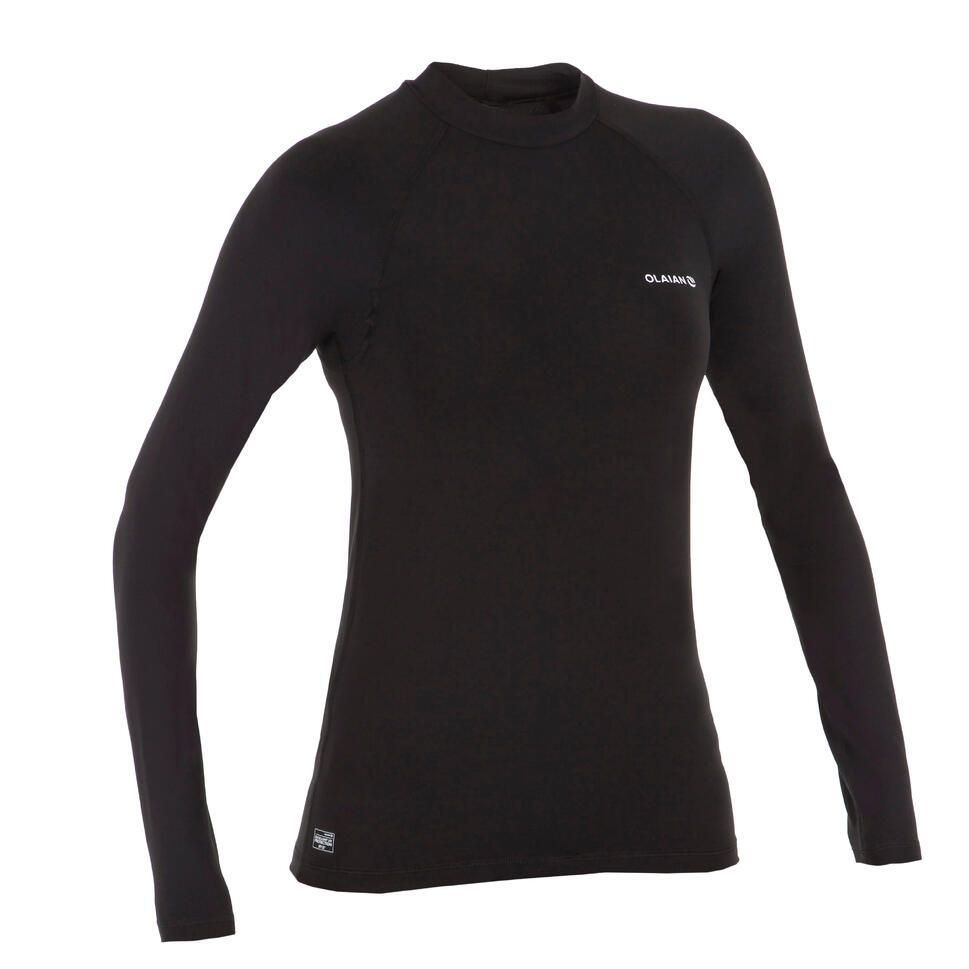 Olaian Women's long sleeve uv-resistant surfing t-shirt black