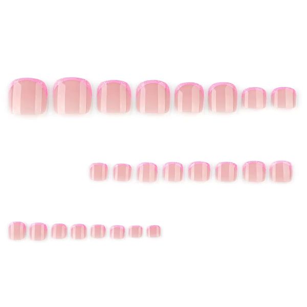 French Pink Glitter Toenail Art Simple and Removable
