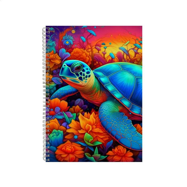 Blue Sea Turtle Orange Tulips Neon Notebook Gift Idea A4 Notepad Pad 70