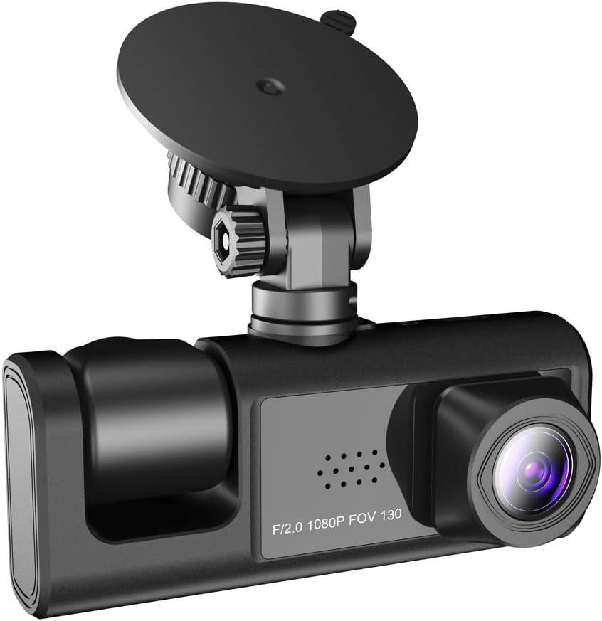 Dash Cam Front, Inside and Rear Camera, 1080P DVR Car Dashboard Camera