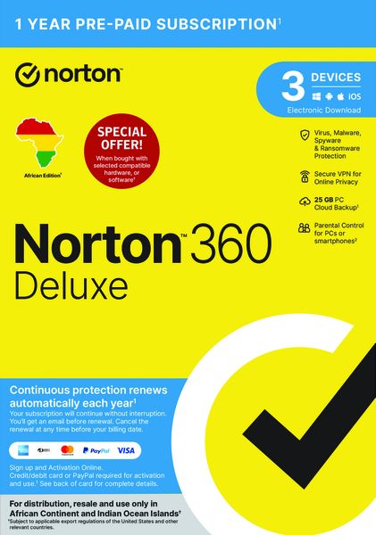 Norton 360 Deluxe Antivirus for 5 Devices with VPN - 12 Months