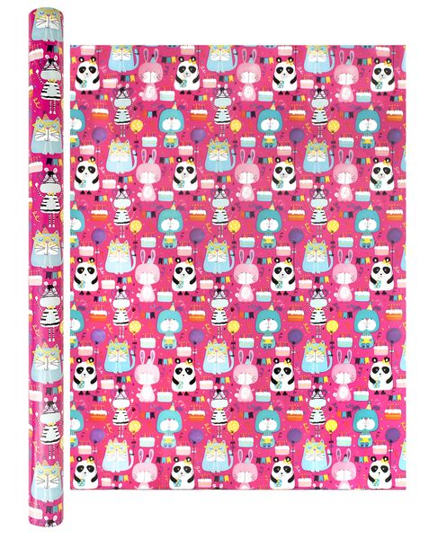Happy Birthday Panda Gift Wrapping Paper - 2 Rolls - Each 2m x 0.7m