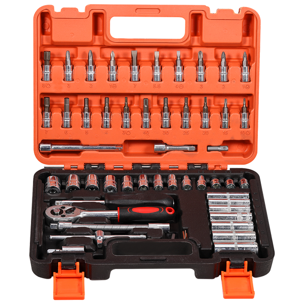 53pcs 1/4 Inch Drive Socket Ratchet Wrench Set with Storage Case for Home