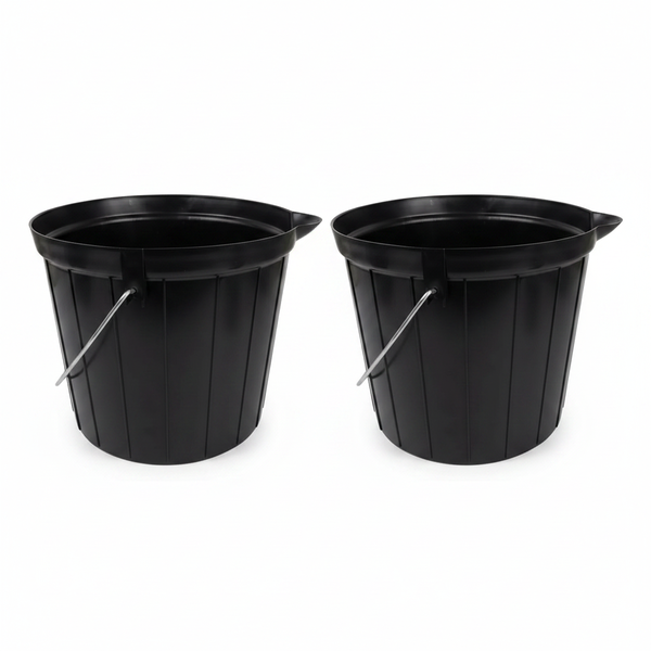 Lightweight 13l Round Plastic Bucket for Construction &amp; Gardening - 2 Pack