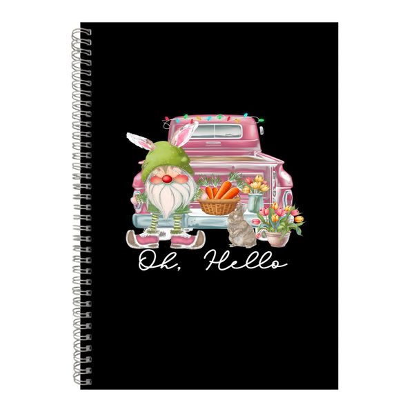 Hello A4 Notebook Spiral with Trendy Easter Graphic Words Design Present079
