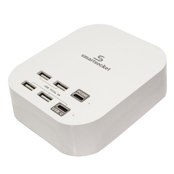 Smartsocket USB Power Charging Station With PD (Power Delivery) - White
