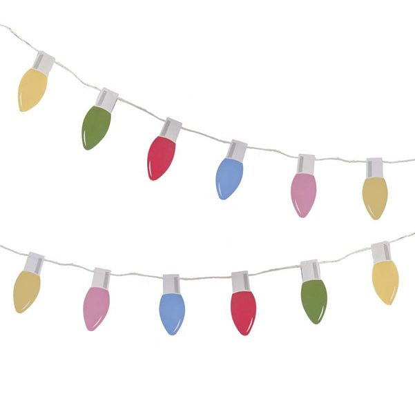 Merry Little Christmas - Multicoloured Lightbulb Christmas Garland