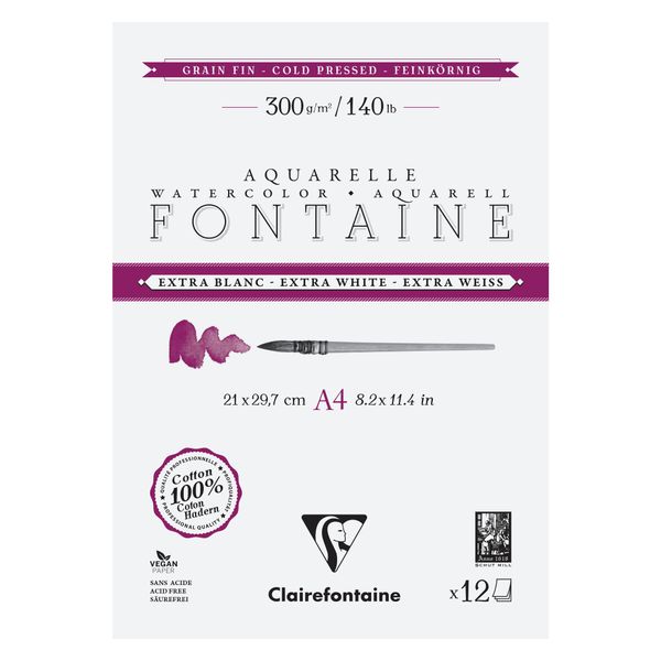 Fontaine Extra-White Cold-Pressed Aquarelle Watercolour Pad