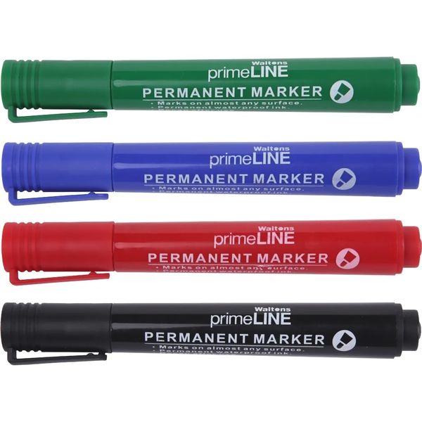 PrimeLine Permanent Marker Bullet Point Carded Set x4