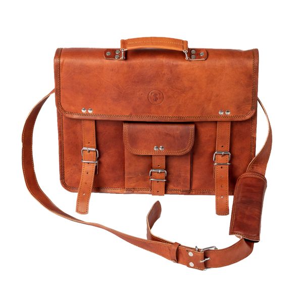 Leather Messenger 13" Sling Bag by Trendz &amp; Stylez - Tan
