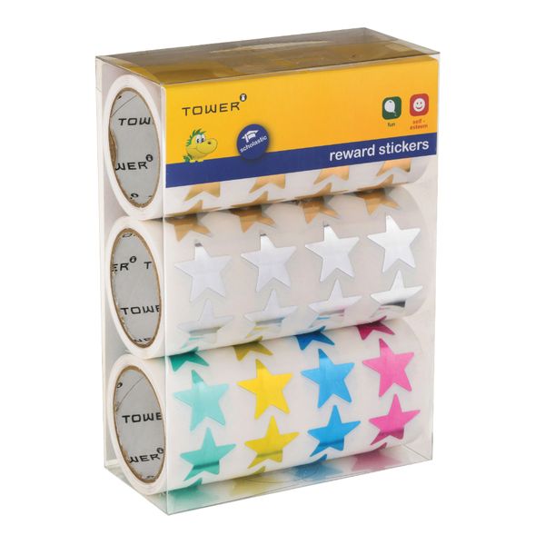 TOWER Mixed Metallic Large Stars Variety Bulk Pack 2100 Stickers