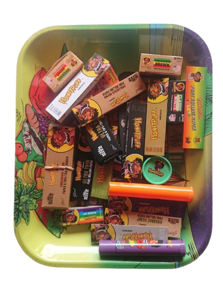 HoneyPuff Rolling Papers &amp; Accessories Set - Complete Smoking Kit with Tray