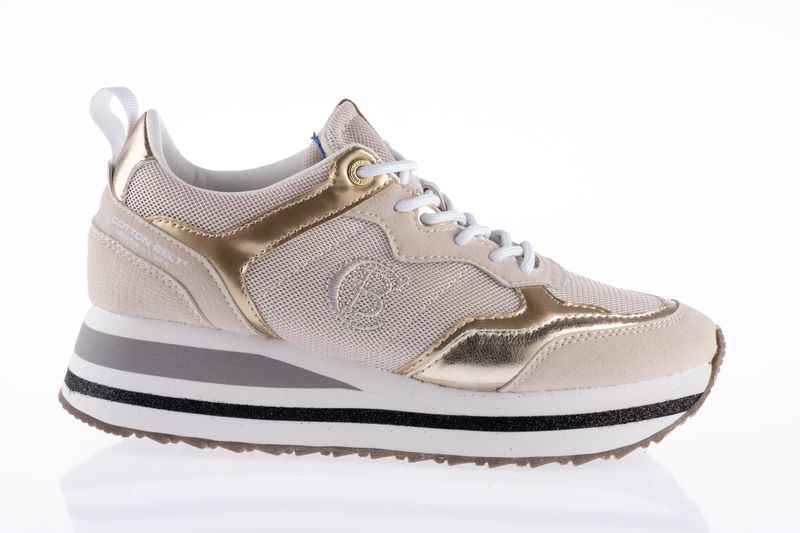 Cotton Belt - Women's Allure Platform Sneakers - Light Gold - Beige - Cream
