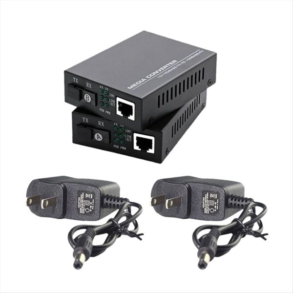 1Pair Fiber Transceiver 100Mbps 20Km Single Mode Single Fiber Uk Plug