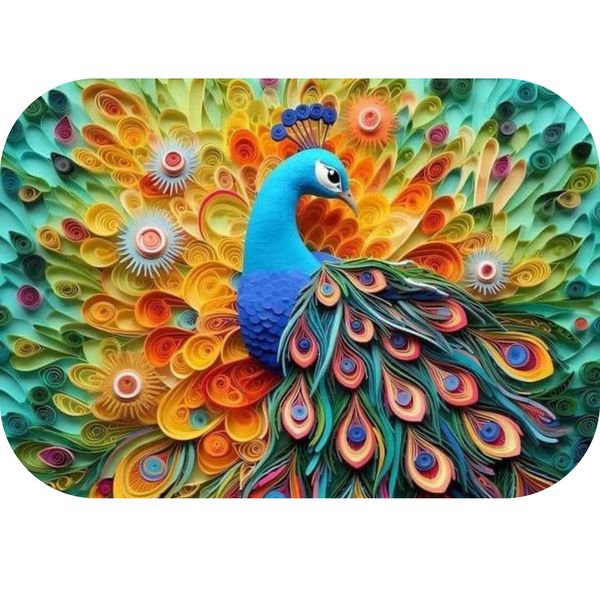 3D Colourful Peacock Printed Mouse Pad
