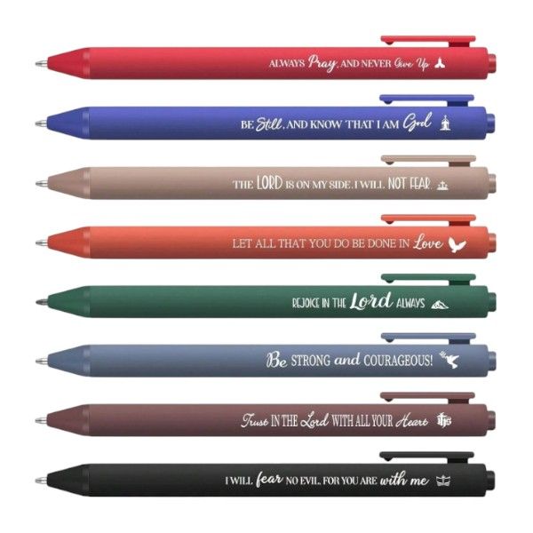 8 Piece - Ballpoint Pens With Bible Verses - Multi-Color