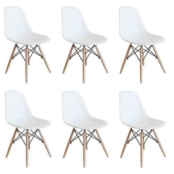 6 x Wooden Leg Chairs - White