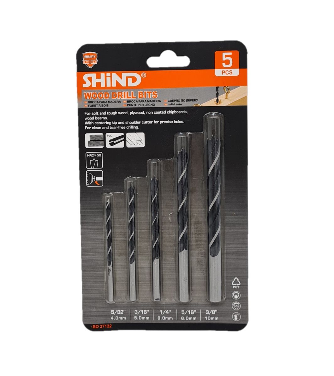 Shind Wood Drill Bit Set - 5 Piece 