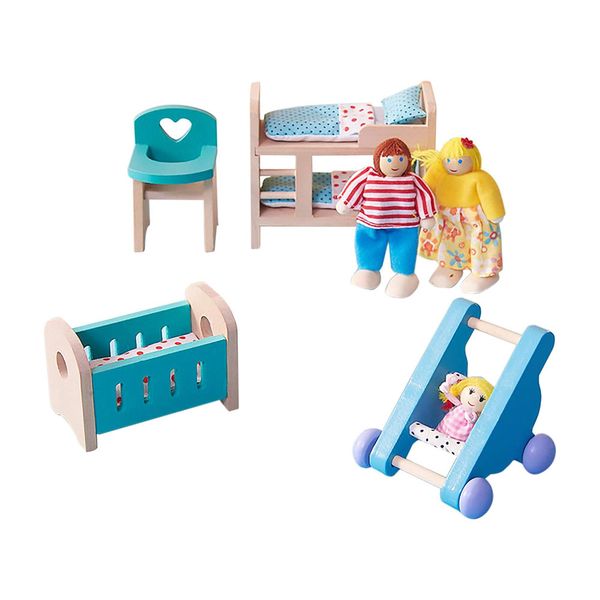 Wooden Doll Toy House Furniture Kids Doll Toy Baby Room DIY Assembled Toys