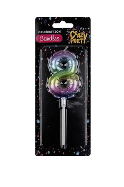 Crazy Party - Rainbow Birthday Balloon Candle 5cm "8" x 2