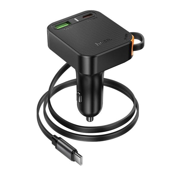 Hoco NZ18 PD65W USB &amp; Type-C Port Car Charger with Type-C Retractable Cable