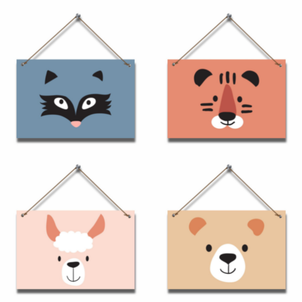 Imaginate - Baby Room Picture Boards - Animated Animals - 4 Piece