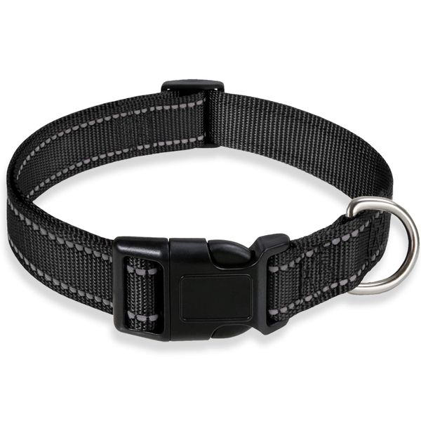Reflective Dog Collar with Buckle Adjustable Safety Nylon Collars 35-45cm