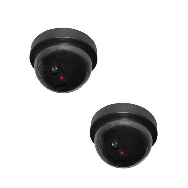 Fake Dummy Dome Security Camera with Flashing Red Light (Pack of 2)