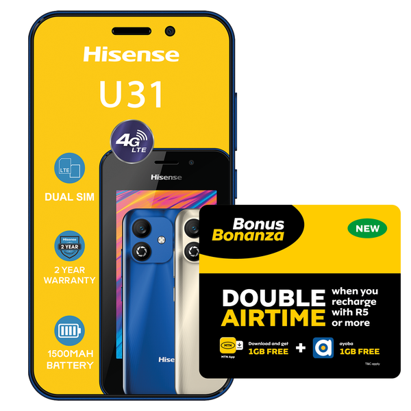 Hisense U31 8GB LTE Dual Sim - Blue(NL) + MTN SIM KIT &amp; LTE Device Promotion