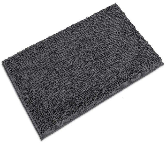 Charcoal Non-Slip Chenille Bath &amp; Shower Mat: Luxury Soft &amp; Absorbent Mat