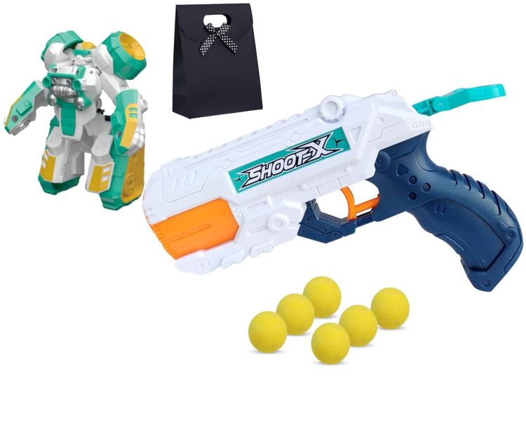 2 Mode Water and Foam Ball Shooting Gun &amp; Robot Transforming Car &amp; Gift Bag