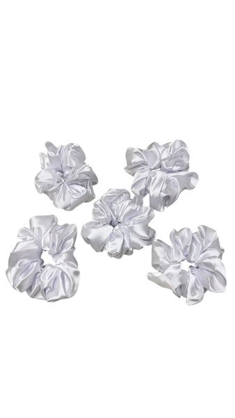 Dubis Satin White Hair Scrunchies, Hair Ties for Healthy Hydrated Hair
