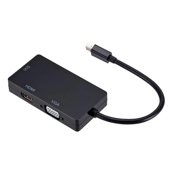Mini Display Port to HDMI / VGA / DVI - 3 in 1 Adapter - Black