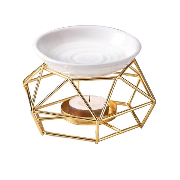 Gold, White Ceramic Round Diffuser