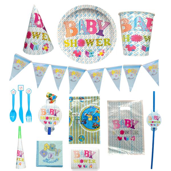 62 piece Baby Shower Table Decoration Party DIY Supplies Balloons Set Boy
