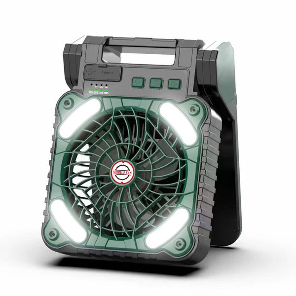 Solar Portable Camping Fan with LED Light