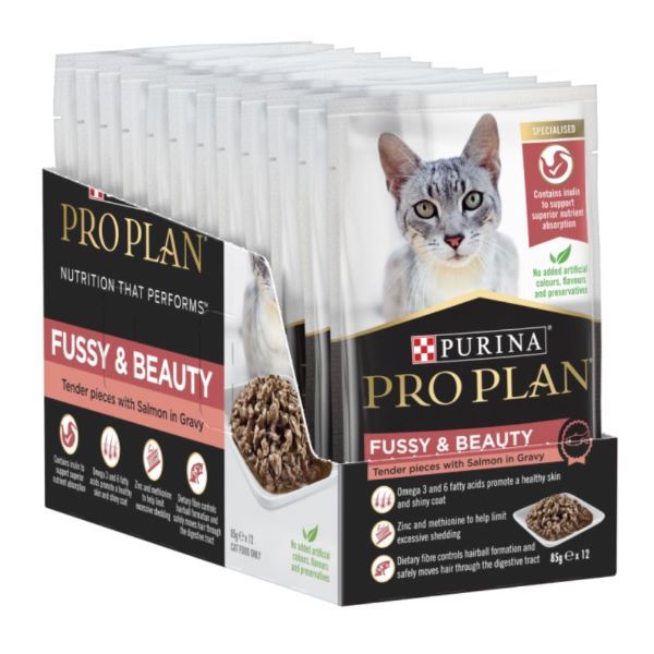 Purina Pro Plan Fussy &amp; Beauty Cat - Salmon in Gravy Wet Food 12x85g