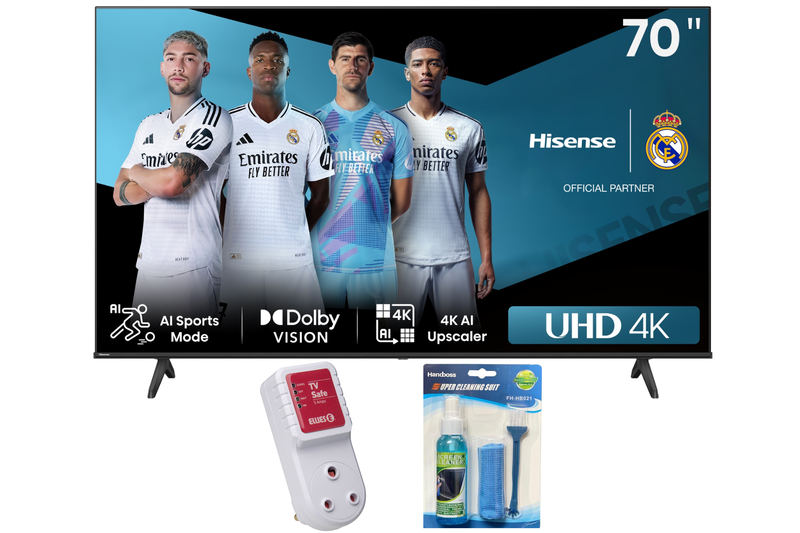 Hisense 70" 4K UHD Smart TV + Ellies TV Protection Adapter &amp; Cleaning kit