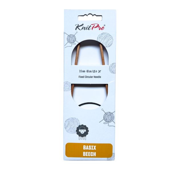 KnitPro Basix Beech Wood Fixed Circular Needles - 60 cm | 3.5 mm