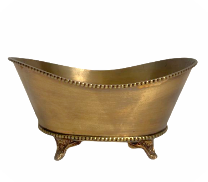 Oval Shaped Flower Bowl with Legs - Old Gold Plated