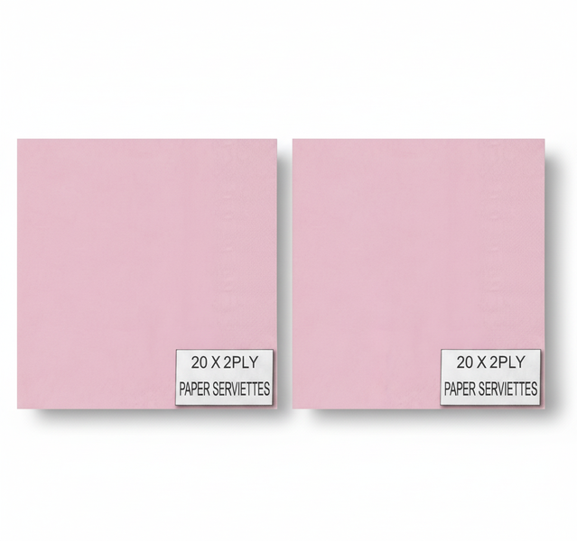 Pink 2-Ply Serviettes 33cm - 20 Piece Pack for Parties and Events - 2 Pack