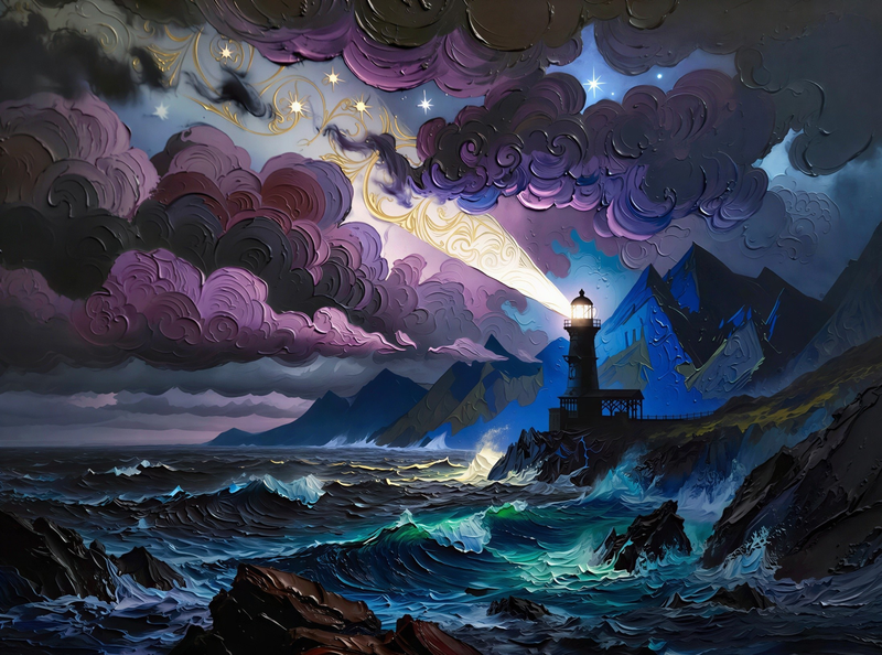Modern Canvas Wall Art Home Decor - Lighthouse Abstract