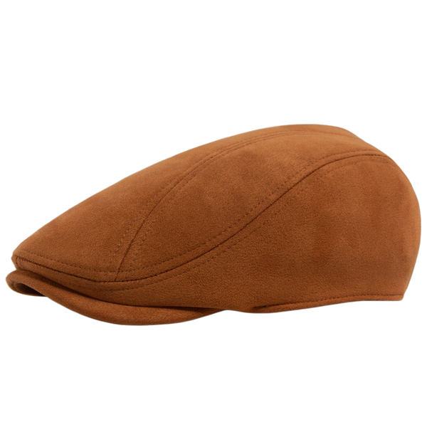 Retro Suede Flat Cap Short Brim Beret Hat for Men &amp; Women Adjustable